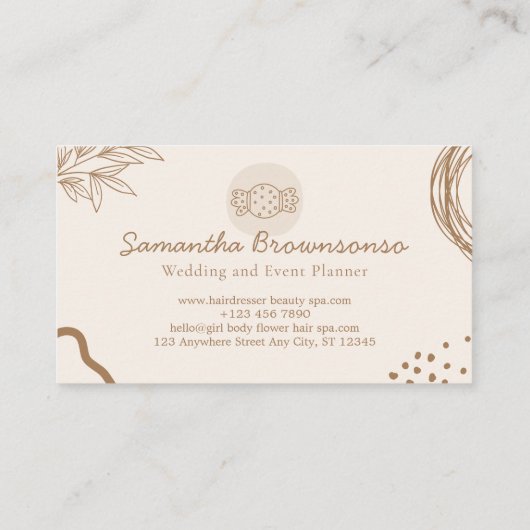 ベージュ赤面ウェディングプランナー誕生日脅威キャンディ 名刺 (裏面)