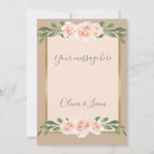 ベージュ赤面ピーチフローラロマンチックエレガント サンキューカード (裏面)