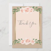 ベージュ赤面フローラスクリプトロマンチックエレガント サンキューカード (正面)