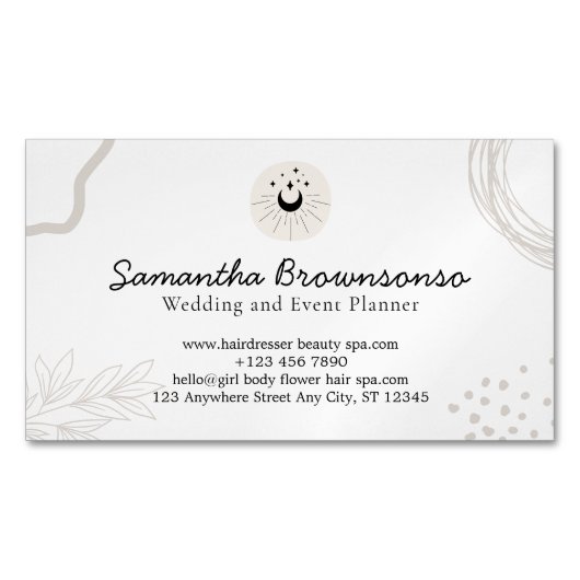 ベージュ赤面ブラックムーンスターズ霊気マスター マグネット名刺 (正面)