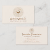 ベージュ赤面ムーンスターズスピリチュアル霊気読タロット 名刺 (正面/裏面)