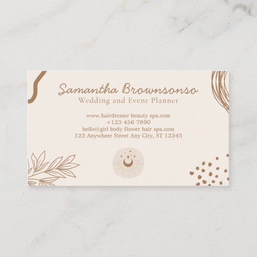 ベージュ赤面ムーンスターズスピリチュアル霊気 名刺 (裏面)