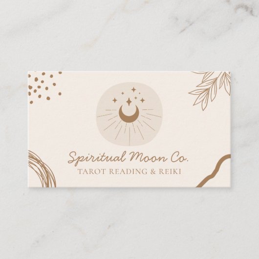 ベージュ赤面ムーンスターズスピリチュアル霊気 名刺 (正面)