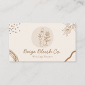 ベージュ赤面美しいカップルウェディングプランナー 名刺 (正面)