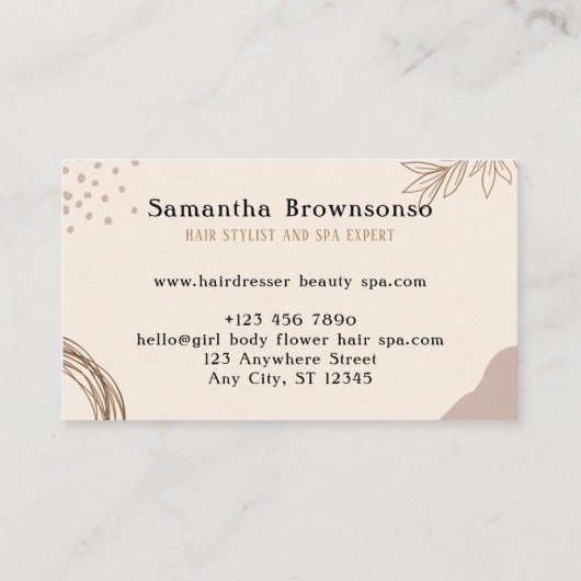 ベージュ赤面美しいフェミニンブティックメイクアップ 名刺 (裏面)