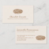 ベージュ赤面自家製チョコレートドーナツのロゴ 名刺 (正面/裏面)
