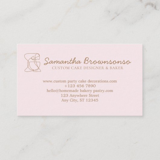 ベージュ赤面自家製フードベーカリーピンク 名刺 (裏面)