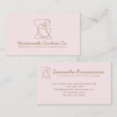 ベージュ赤面自家製フードベーカリーピンク 名刺 (正面/裏面)