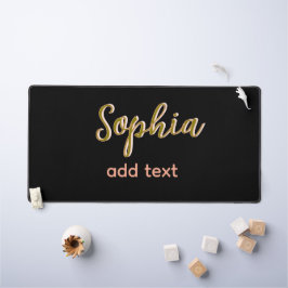 ベージュ追加の名前ガールボス文字ブラックエレガント デスクマット