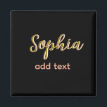 ベージュ追加の名前ガールボス文字ブラックエレガント マグネット<br><div class="desc">ガーリーデザイン</div>