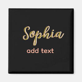 ベージュ追加の名前ガールボス文字ブラックエレガント マグネット