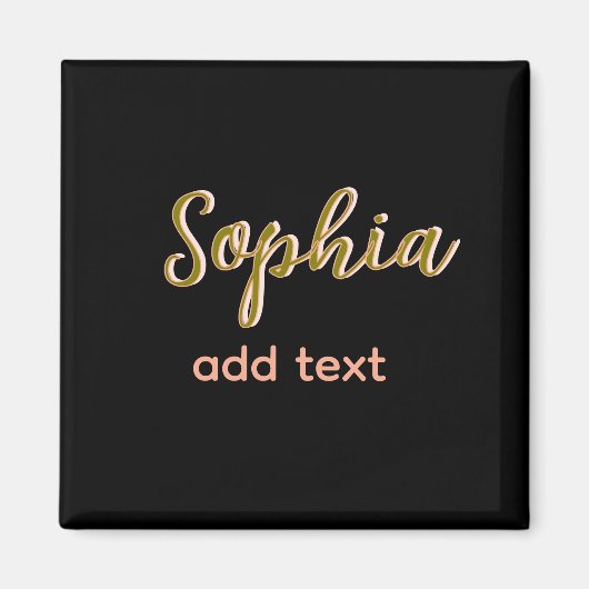 ベージュ追加の名前ガールボス文字ブラックエレガント マグネット (正面)