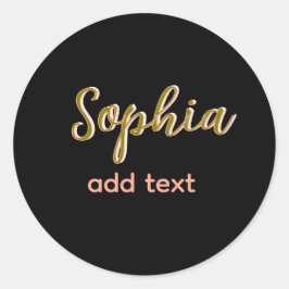 ベージュ追加の名前ガールボス文字ブラックエレガント ラウンドシール