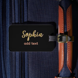 ベージュ追加の名前ガールボス文字ブラックエレガント ラゲッジタグ