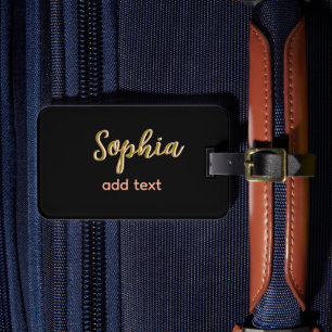 ベージュ追加の名前ガールボス文字ブラックエレガント ラゲッジタグ