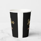 ベージュ追加の名前ガールボス文字ブラックエレガント 紙コップ (左)