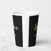 ベージュ追加の名前ガールボス文字ブラックエレガント 紙コップ (右)