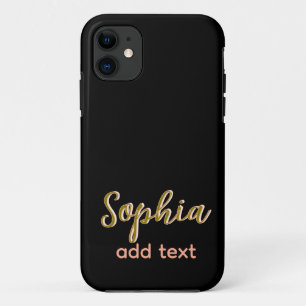 ベージュ追加の名前ガールボス文字ブラックエレガント iPhone 11 ケース