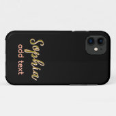 ベージュ追加の名前ガールボス文字ブラックエレガント Case-Mate iPhoneケース (裏面(横))