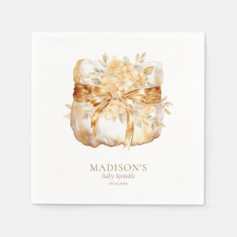 ベージュ金ゴールドおむつイラストレーションベビーシャワー スタンダードカクテルナプキン