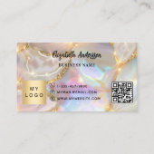 ベージュ金ゴールドアグリゲートホログラフィックビジネスロゴQRコード ロイヤリティカード (裏面)
