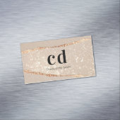 ベージュ金ゴールドアゲイト大理石モノグラムイニシャル マグネット名刺 (インサイチュ)