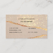 ベージュ金ゴールドアゲイト大理石モノグラムイニシャル 名刺 (裏面)