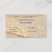 ベージュ金ゴールドアゲイト大理石モノグラムイニシャル 名刺 (裏面)