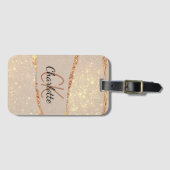 ベージュ金ゴールドアゲイト大理石モノグラム贅沢 ラゲッジタグ (正面横)