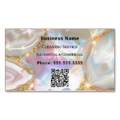 ベージュ金ゴールドアゲート自筆型QRコード マグネット名刺 (正面)