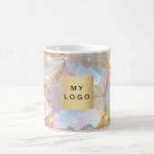 ベージュ金ゴールドアゲート自筆業ロゴ コーヒーマグカップ (中央)