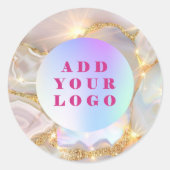 ベージュ金ゴールドアゲートopalビジネスロゴ ラウンドシール (正面)
