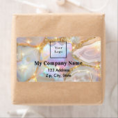 ベージュ金ゴールドオパールロゴ差出人住所出荷 ラベル (インサイチュ)