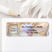 ベージュ金ゴールドオパール事業ロゴ差出人住所 ラベル (インサイチュ)