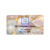 ベージュ金ゴールドオパール事業ロゴ差出人住所 ラベル (正面)