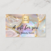 ベージュ金ゴールドゲートロゴqrギフト証明書カード 名刺 (正面)