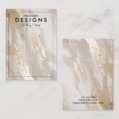 ベージュ金ゴールドトレンディーイヤリング表示カード 名刺 (正面/裏面)