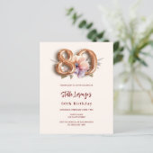 ベージュ金ゴールドピーチフローラ80th birthday invitation (スタンド正面)