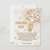 ベージュ金ゴールドベアーホットエアバルーン サンキューカード (正面)