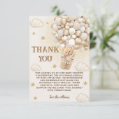 ベージュ金ゴールドベアーホットエアバルーン サンキューカード (スタンド正面)