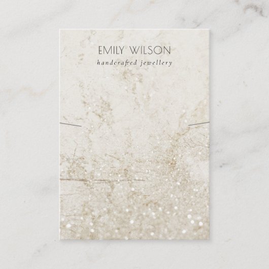 ベージュ金ゴールドマーブルグリッターネックレスバンドディスプレイ 名刺 (正面)