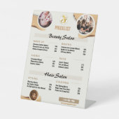 ベージュ金ゴールドミニマル美しい価格表 – 編集可能Sa 台座サイン (正面)