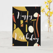 ベージュ金ゴールドラストオンブラック抽象芸術誕生日 カード (黄色い花)