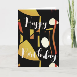 ベージュ金ゴールドラストオンブラック抽象芸術誕生日 カード