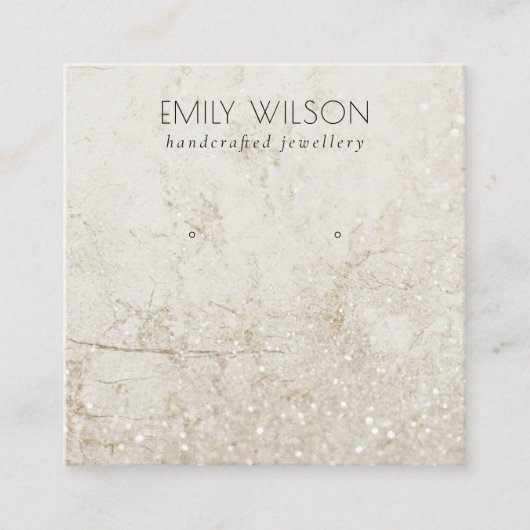 ベージュ金ゴールド可能グリッタースタッドイヤリングディスプレイ スクエア名刺 (正面)