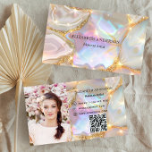 ベージュ金ゴールド合成ホログラフィックフォトqrコード 名刺