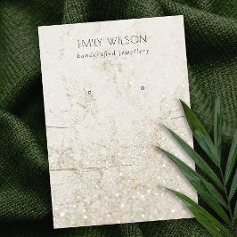 ベージュ金ゴールド大理石グリッターネックレスイヤリングディスプレイ 名刺