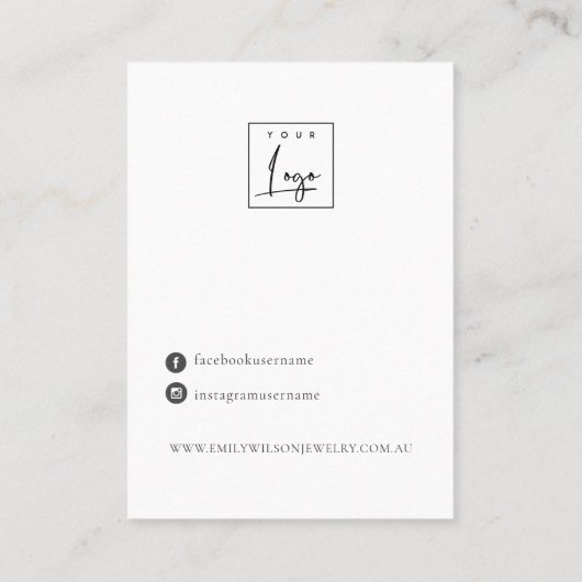 ベージュ金ゴールド大理石グリッターネックレスイヤリングディスプレイ 名刺 (裏面)