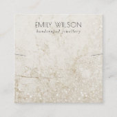 ベージュ金ゴールド大理石グリッターネックレスバンドテンプレート スクエア名刺 (正面)