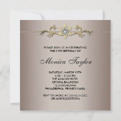 ベージュ金ゴールド女性50th誕生日パーティー 招待状 (裏面)